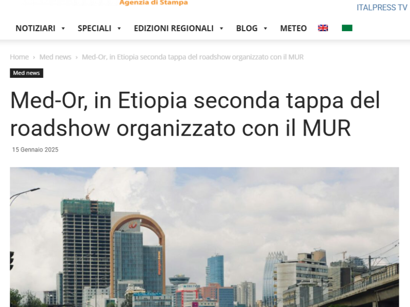 Med-Or, in Etiopia seconda tappa del roadshow organizzato con il MUR