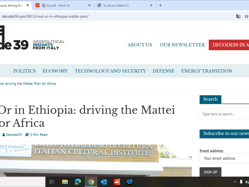 Med-Or in Ethiopia: driving the Mattei Plan for Africa