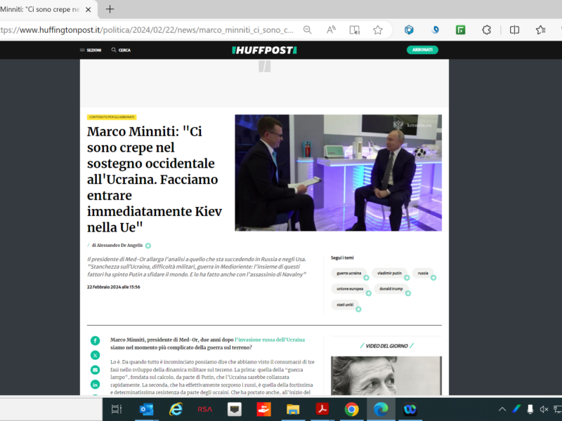 Huffington Post - Marco Minniti: "Ci sono crepe nel sostegno occidentale all'Ucraina. Facciamo entrare immediatamente Kiev nella Ue"
